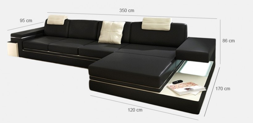 Ecksofa mit USB Couch Sofa Wohnlandschaft Sitz Eck Garnitur Leder Textil PHM88