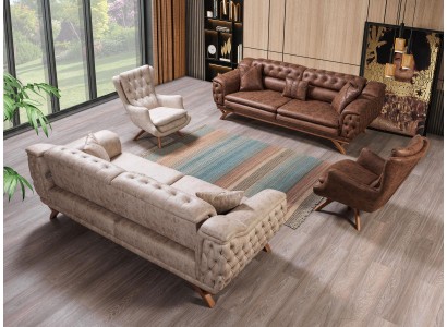 Стильный современный диванный гарнитур 3+3+1+ 1 в двух роскошных цветах