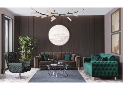 Дизайнерский комплект диванов честерфилд в качественной текстильной обивке