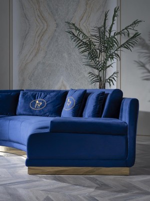 Дизайнерский круглый угловой диван для гостиной в бархатной обивке