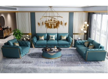 Sofagarnitur 3+2 Sitzer Wohnlandschaft Sofa Couch Polster Garnitur Sofas Leder