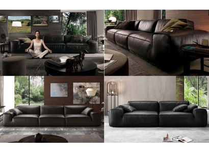 Великолепный современный комплект диванов 3+2+1 с обивкой из кожи для гостиной
