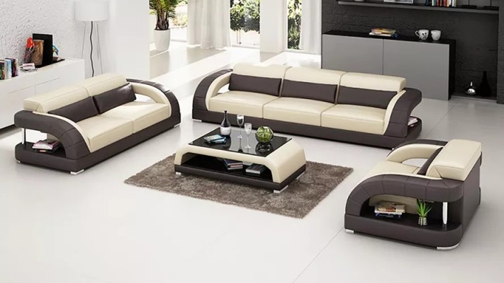 Wohnlandschaft Sofagarnitur 3+2+1 Sitzer Designer-Sofa Ledersofa Modernes Sofa