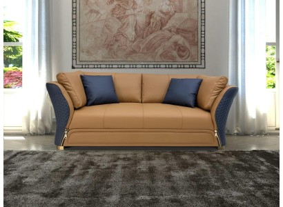 3-х местный диван в дизайнерском стиле с кожаной обивкой для гостиной