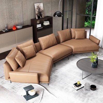 Wohnlandschaft Garnitur Design Modern Sofa Ecksofa Sofa U-Form Ledersofa Couch