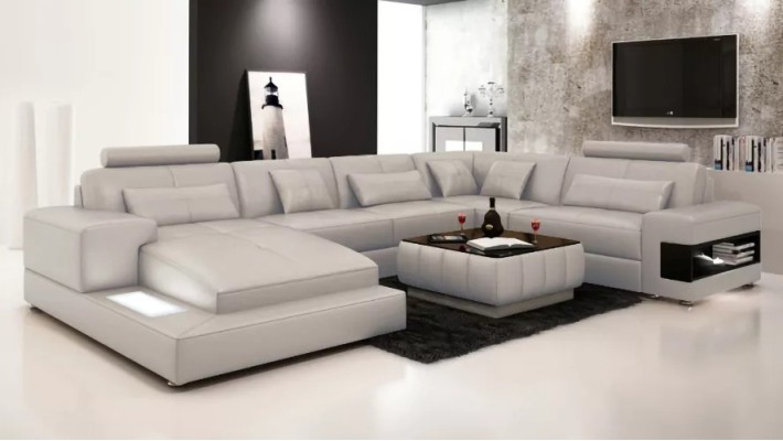 Corner sofa Couch Upholstery Living landscape Sofa 2-piece. Set coffee table corner suite