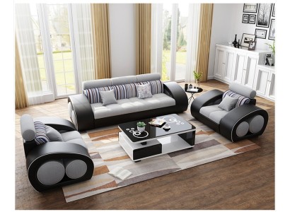Кожаный роскошный диванный гарнитур 3+1+1 в современном дизайне для гостиной