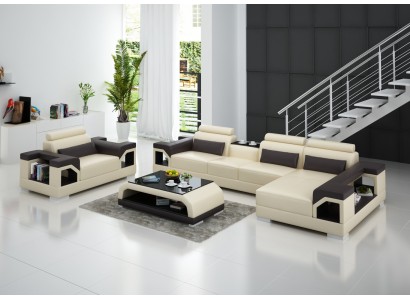 Wohnlandschaft Ecksofa L Form Sessel Set Garnitur Modern Sofa Leder Sitz Ecke