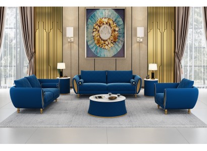Дизайнерский комплект диванов 3+2+1 с текстильной обивкой для вашей гостиной