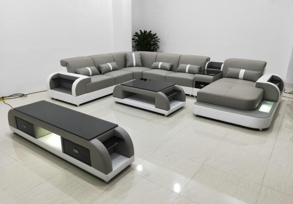 Corner sofa couch sofa led Suite Living landscape Upholstery Suite usb illuminated