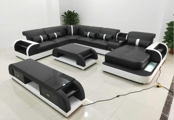 Corner sofa couch sofa led Suite Living landscape Upholstery Suite usb illuminated