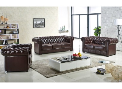 Sofagarnitur 321 Sitzer Set Sofa Polster Couch Leder Relax Wohnzimmerset