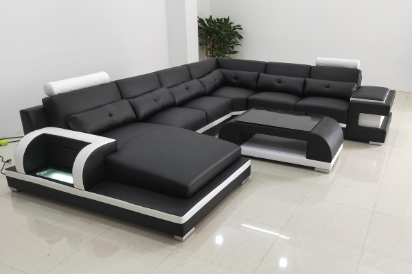 Corner sofa couch sofa led Living landscape Upholstery Suite usb illuminated Suite