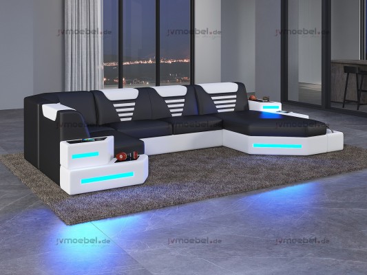 Corner Sofa Couch Upholstery Corner Leather Couches Living landscape U-shape +LED