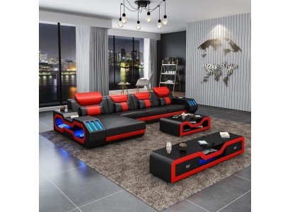 Wohnlandschaft L Form Ecksofa + Couchtisch + Sideboard Design Wohnlandschaft