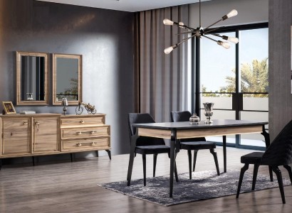 Esstisch 4x Stühle Sideboard 6-tlg. Esszimmerset Gruppenset Esszimmermöbel neu