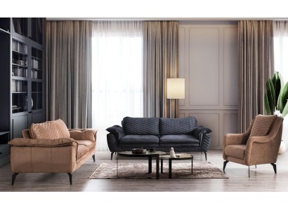 Комплект диванов в итальянском стиле 3х-местные диваны - х2шт + кресло текстильная обивка мебель для гостиной