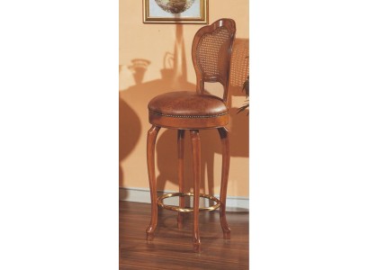 Дизайнерский барный стул деревянный обивка сидения кожа 