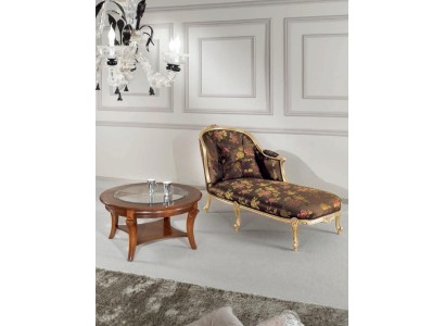 Классический шезлонг + журнальный столик дизайнерская обивка золотые цветы итальянская мебель