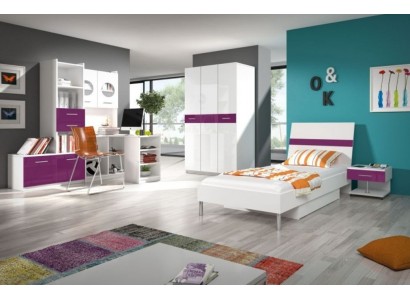 Lila Schlafzimmer Jugendzimmer Set Modern Kleiderschrank Tisch 5tlg.