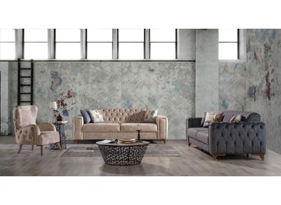 Комплект диванов Честерфилд набор мягкой мебели из 2 трехместных диванов и кресла 
