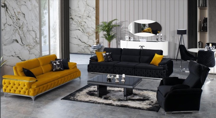 Sofagarnitur 3+3+1 Sitzer Sofa Couch Polster Garnitur Couchen Stoff