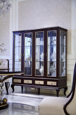 Klassische Design Vitrine Schrank italienische Möbel Vitrinen Glas Neu