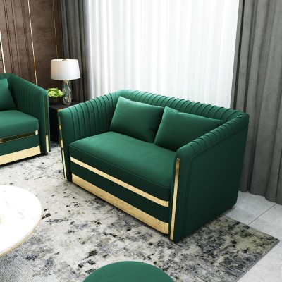 Green stainless steel sofa set 3+2 upholstery living room couches