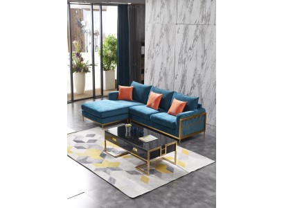 Stoff Modern Couch Wohnlandschaft Textilsofa Sofagarnitur Sofa L-Form