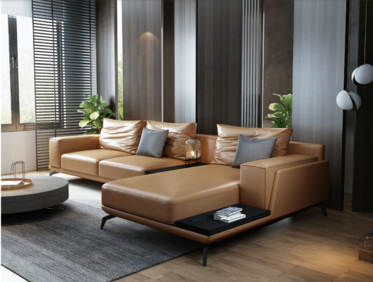 Wohnlandschaft L-Form Ecksofa Couch Design Leder Polster Garnitur Sofa