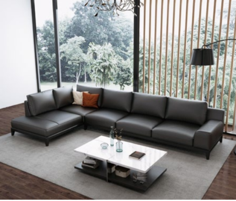 Wohnlandschaft L-Form Ecksofa Couch Leder Design Polster Garnitur Sofa