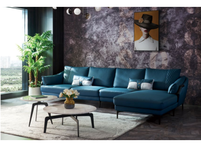 Wohnlandschaft Ecksofa L-Form Sessel Set Garnitur Modern Sofa Blau