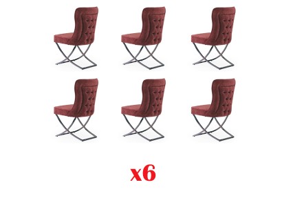 Дизайнерский комплект из 6-и обеденных стульев в итальянском стиле красного цвета для вашей столовой
