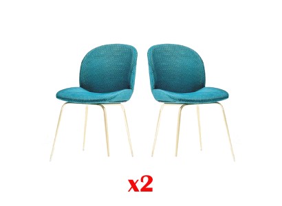 2x Stuhl Gruppe Stühle Garnitur Textil Stoff Neu Gepolsterte Esszimmer