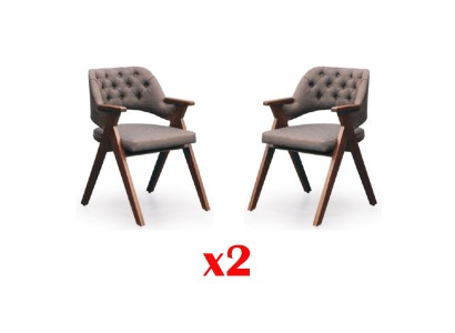 Design Sessel Polster Set 2x Stuhl Holz Gastro Esszimmer Chesterfield