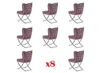 Бесподобный набор из 8-и обеденных стульев современный стиль в фиолетовом цвете для вашей столовой