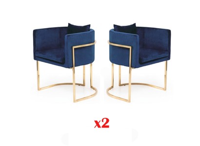 Дизайнерский набор из 2-х обеденных стульев в синем цвете современный стиль для вашей столовой