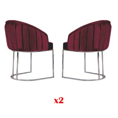 Designer Metall Stoff Polster Stühle Gastro Esszimmer Modern 2x Sessel