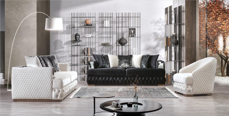 Sofa 3 Sitzer Weiß Luxus Wohnzimmer Klassische Italienischer Stil