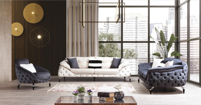Бесподобный диванный гарнитур 3+3+1 Честерфилд в современном стиле для вашей гостиной