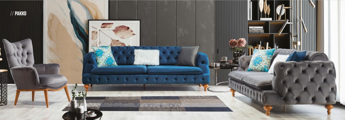 Sofagarnitur Sofa 3+3+1 Sitzer Chesterfield Sessel Möbel Polster Set Mehrfarbig