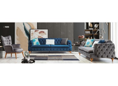 Роскошный диванный гарнитур 3+3+1 Честерфилд современный стиль для вашей гостиной