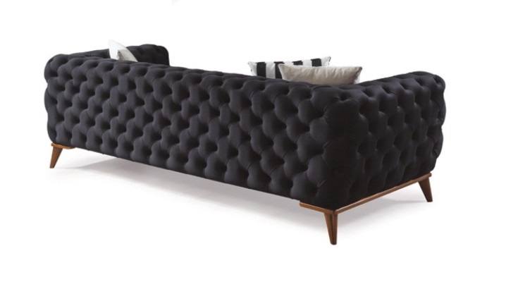 Sofagarnitur Sofa 3+3+1 Sitzer Schwarz Chesterfield Sessel Möbel