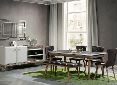 Esszimmer Set Bank Tisch Stühle Essgruppe Tischgarnitur Sideboard 6tlg.