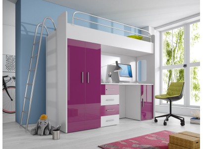 Изысканная двухъярусная кровать + письменный стол + шкаф современный стиль для вашей детской