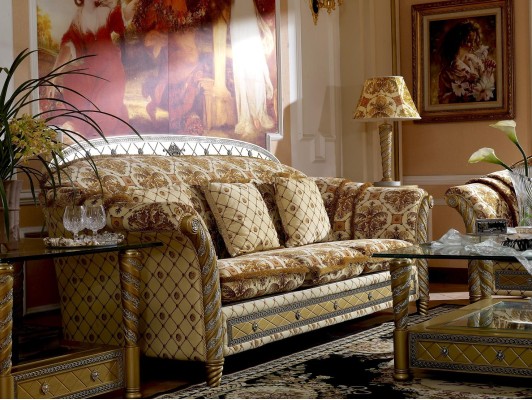 Визуально теплый и комфортный комплект диванов 3+2 с прекрасной обивочной тканью 