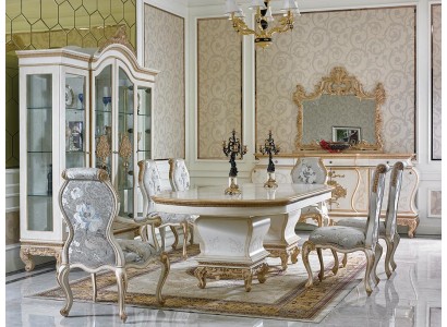 Безупречный комплект мебели для столовой зоны в классическом стиле рассчитанный на 6 персон 