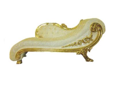 Великолепное кресло-канапе в стиле барокко в чудесном бежевом цвете с декоративной резьбой золотого оттенка