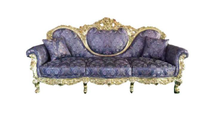 Thron Sofa Queen Polster Samt 3 Sitzer Antik Stil Sessel Lounge Chesterfield