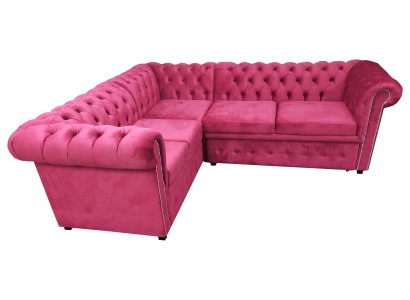 Роскошный угловой диван Честерфилд L-образной формы в розовом цвете 